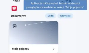 Aplikacja mObywatel informuje, że termin badania technicznego sprawdzisz w sekcji "Moje pojazdy".
