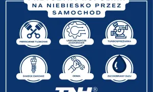 Przyczyny niebieskiego dymu z wydechu: pierścienie tłokowe, uszczelniacze zaworowe, turbosprężarka, świece żarowe, odma, zły olej.