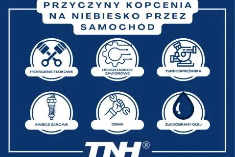 Przyczyny niebieskiego dymu z wydechu: pierścienie tłokowe, uszczelniacze zaworowe, turbosprężarka, świece żarowe, odma, zły olej.