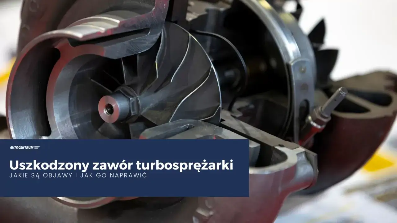 Przekrój turbosprężarki, ukazujący jej wewnętrzne elementy. Uszkodzona turbina objawy mogą być różne, od utraty mocy po niepokojące dźwięki.